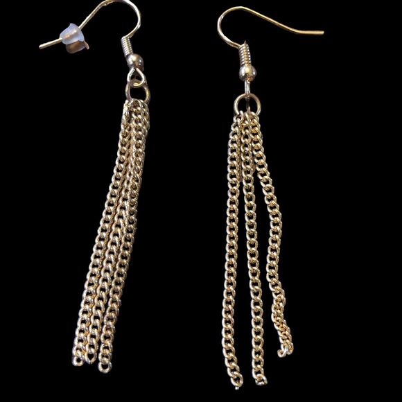 Set of 3 Boho, chain Link, Primitive Style, Dangle Earrings - Picture 4 of 12